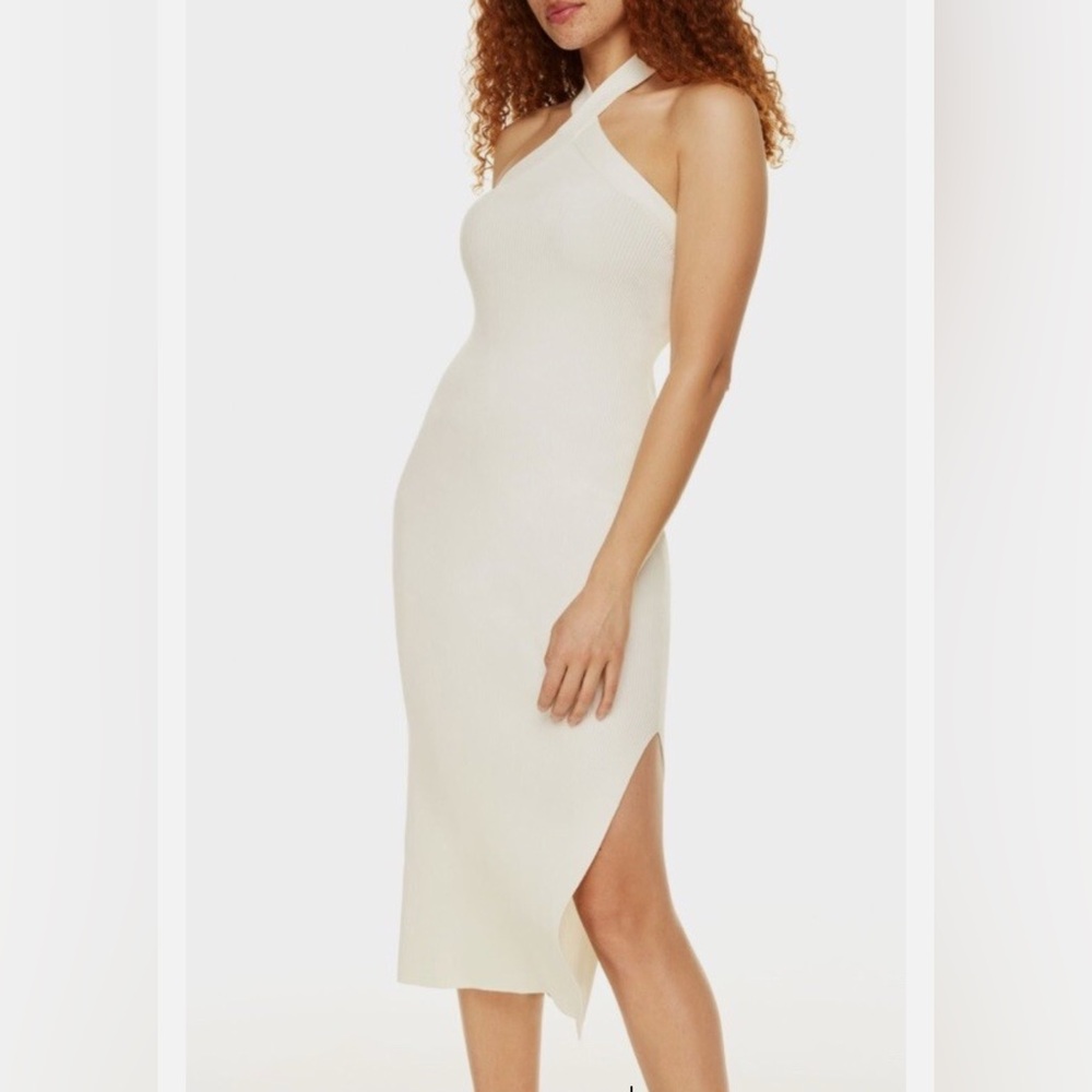 Wilfred Cayenne Heather Light Birch Knit Halter Midi Dress Size S